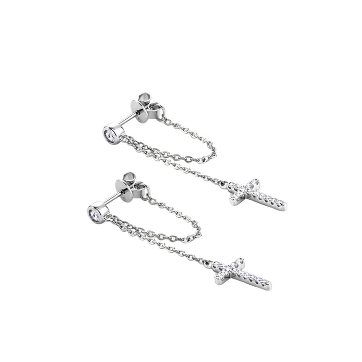 Diamond Cross Earrings