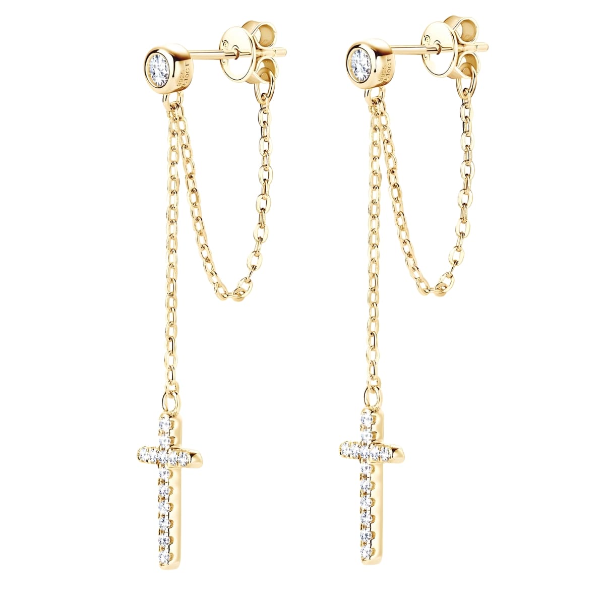 Diamond Cross Earrings