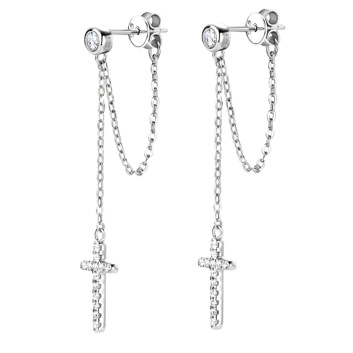 Diamond Cross Earrings