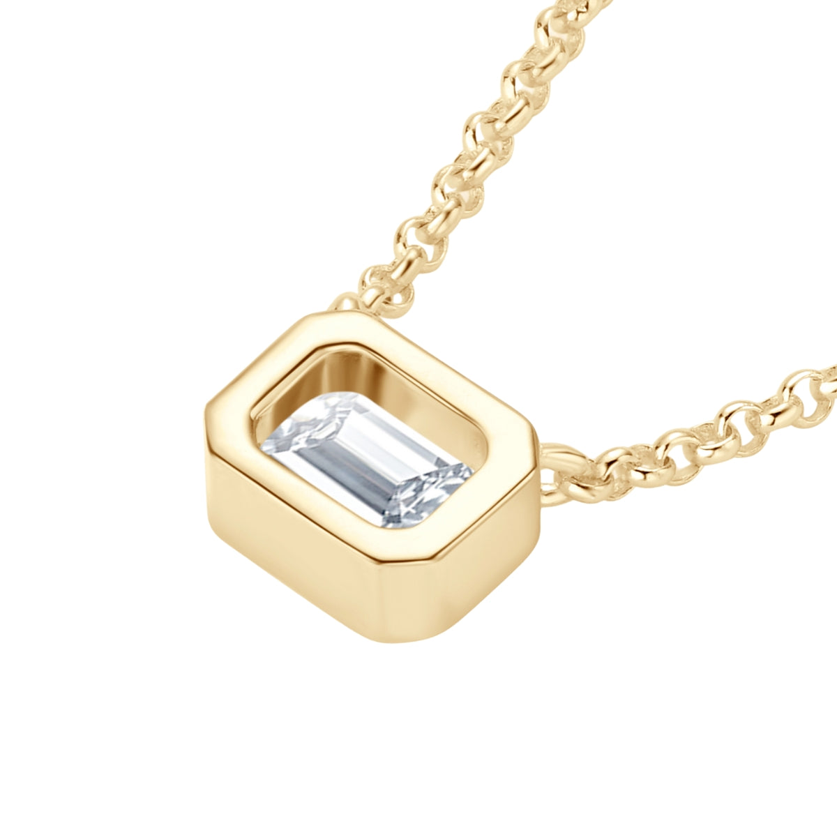 Emerald Cut Diamond Necklace