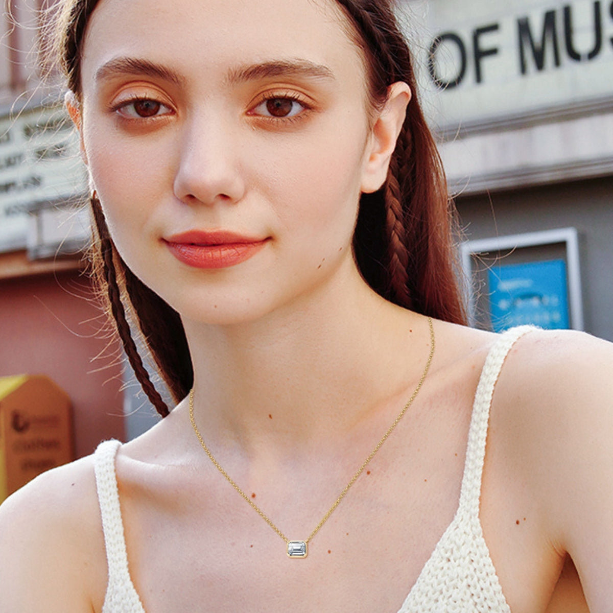 Emerald Cut Diamond Necklace