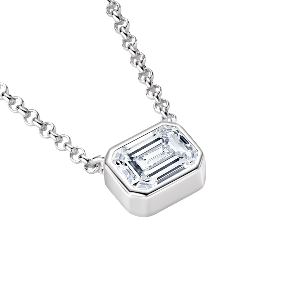 Emerald Cut Diamond Necklace