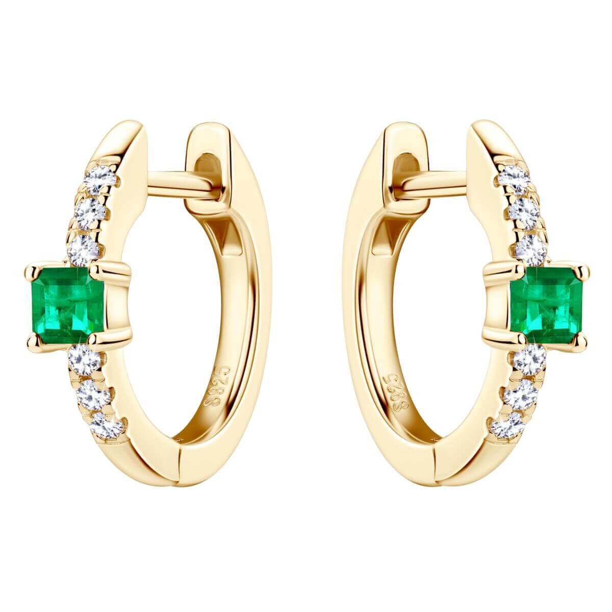 Emerald Hoop Earrings