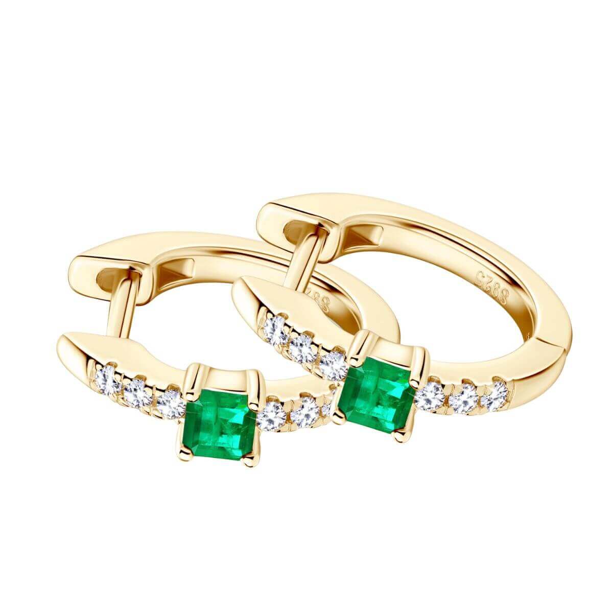 Emerald Hoop Earrings