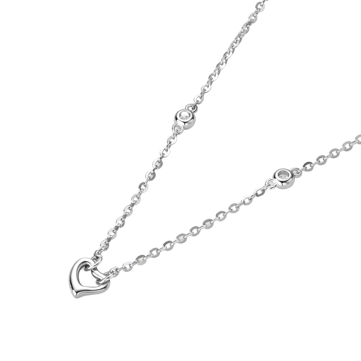 Heart Shape Diamond Station Necklace