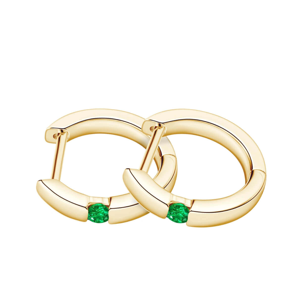 Mini Emerald Stone Hoop Earrings