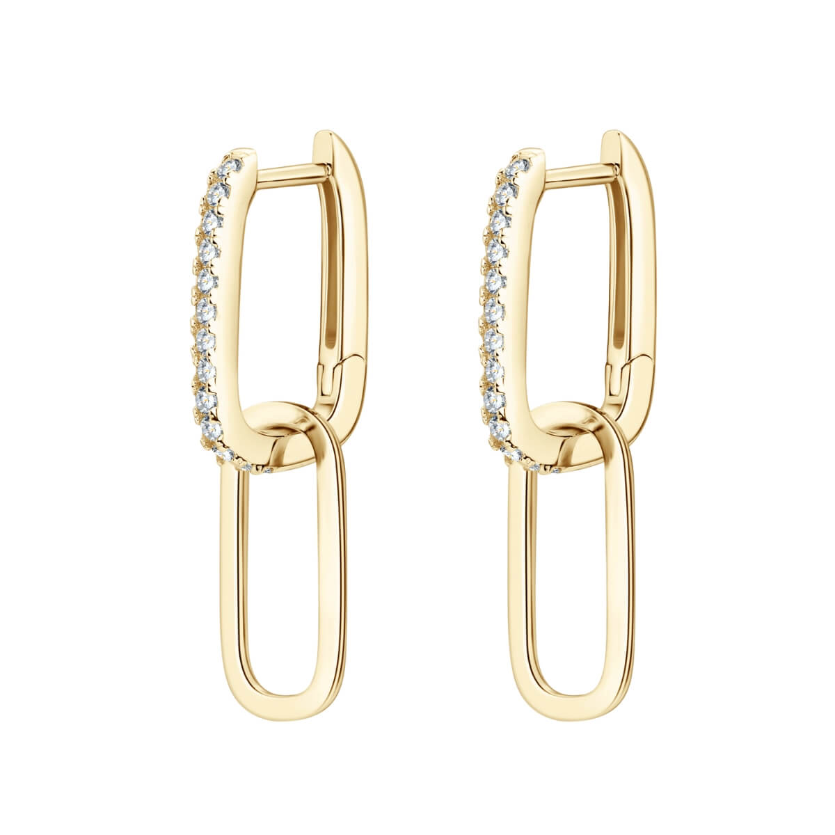 Pave Diamond Paper Clip Link Earrings