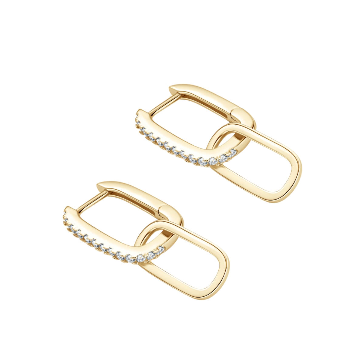 Pave Diamond Paper Clip Link Earrings