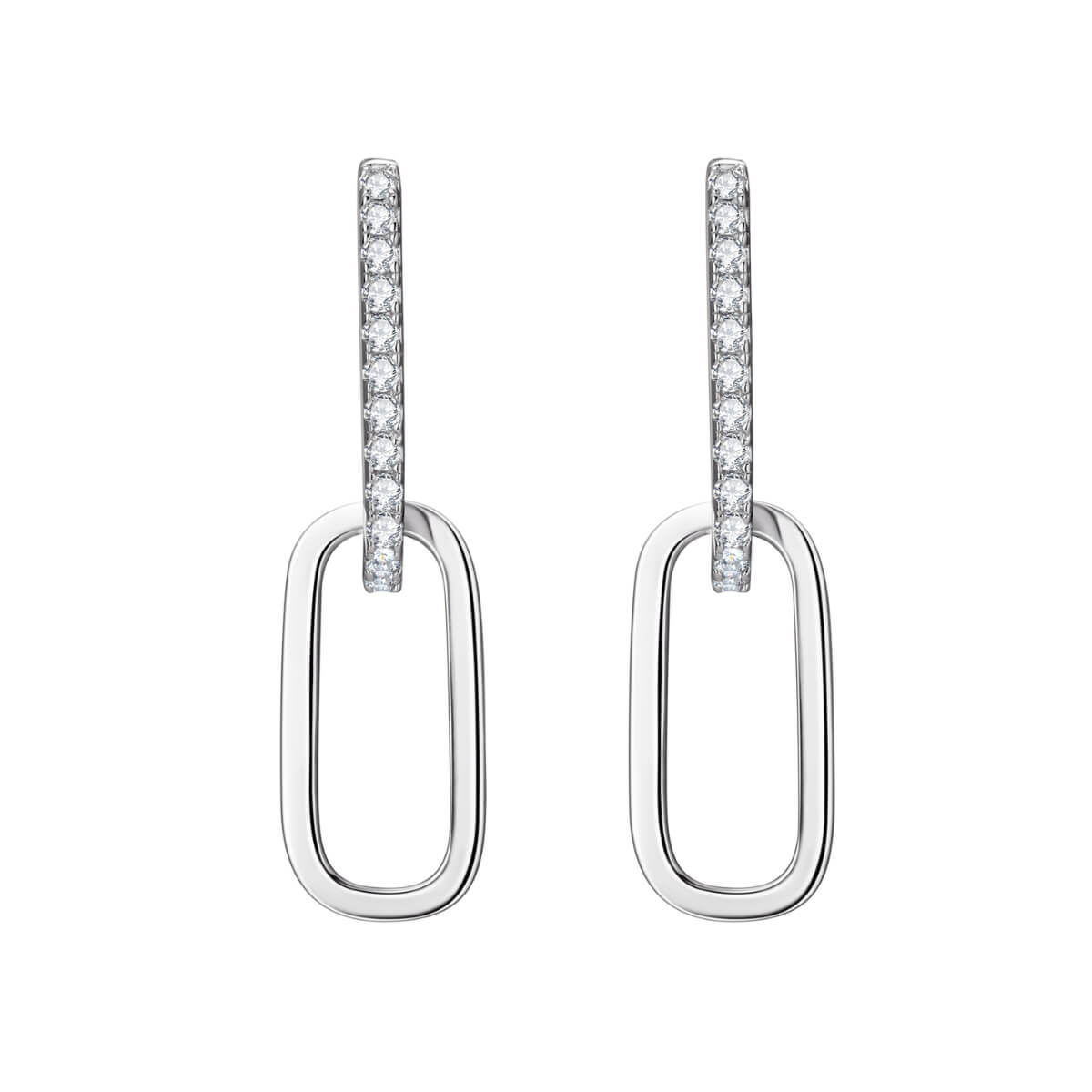 Pave Diamond Paper Clip Link Earrings