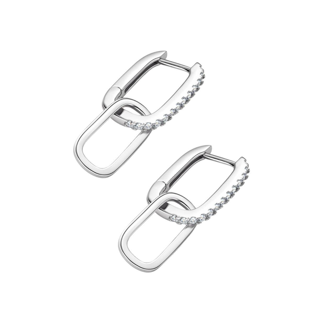 Pave Diamond Paper Clip Link Earrings