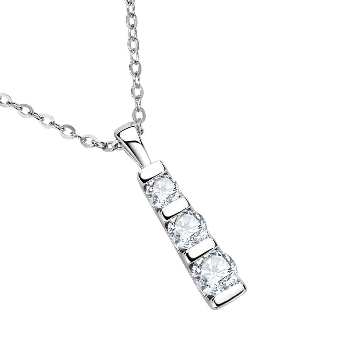 Three Stone Diamond Pendant Necklace