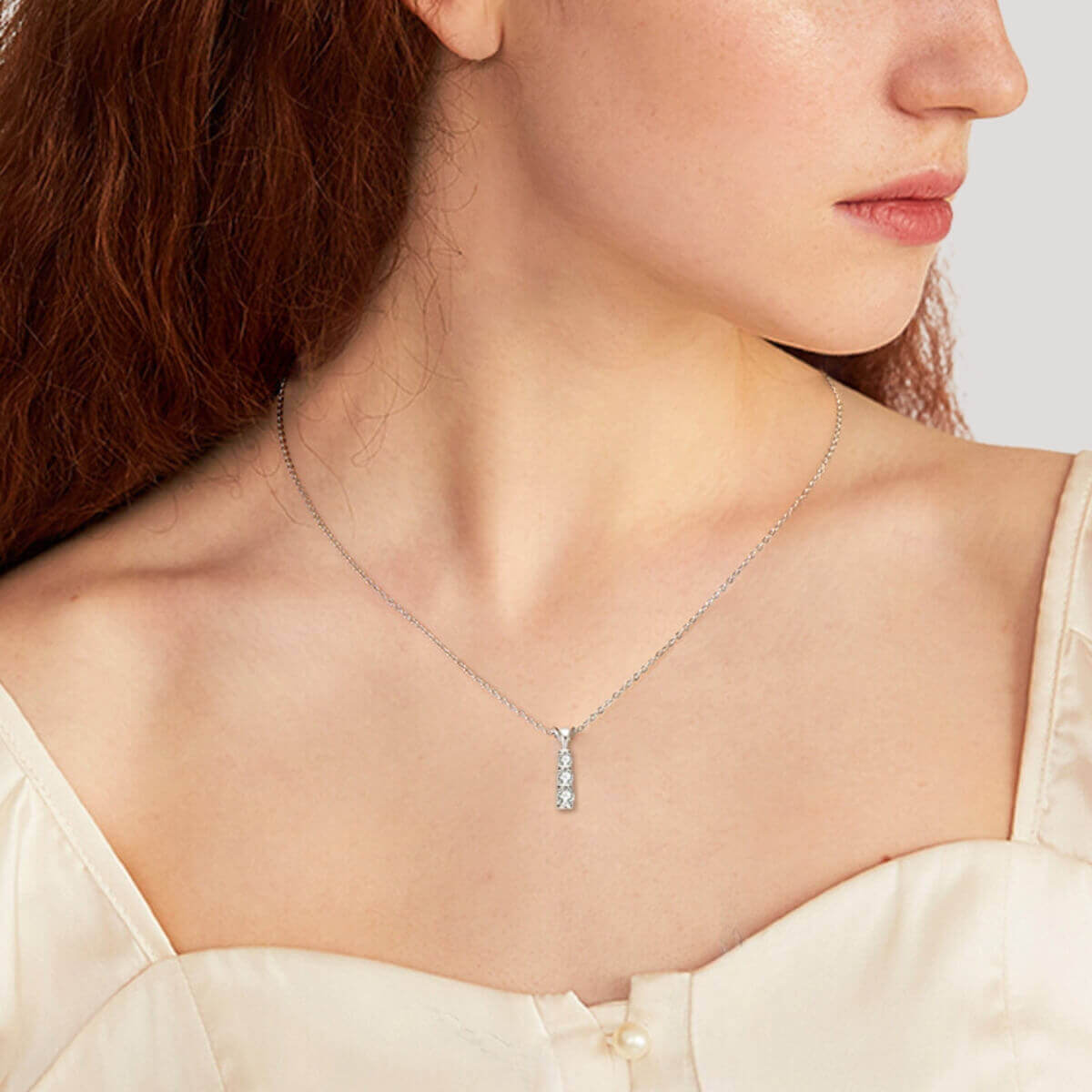 Three Stone Diamond Pendant Necklace